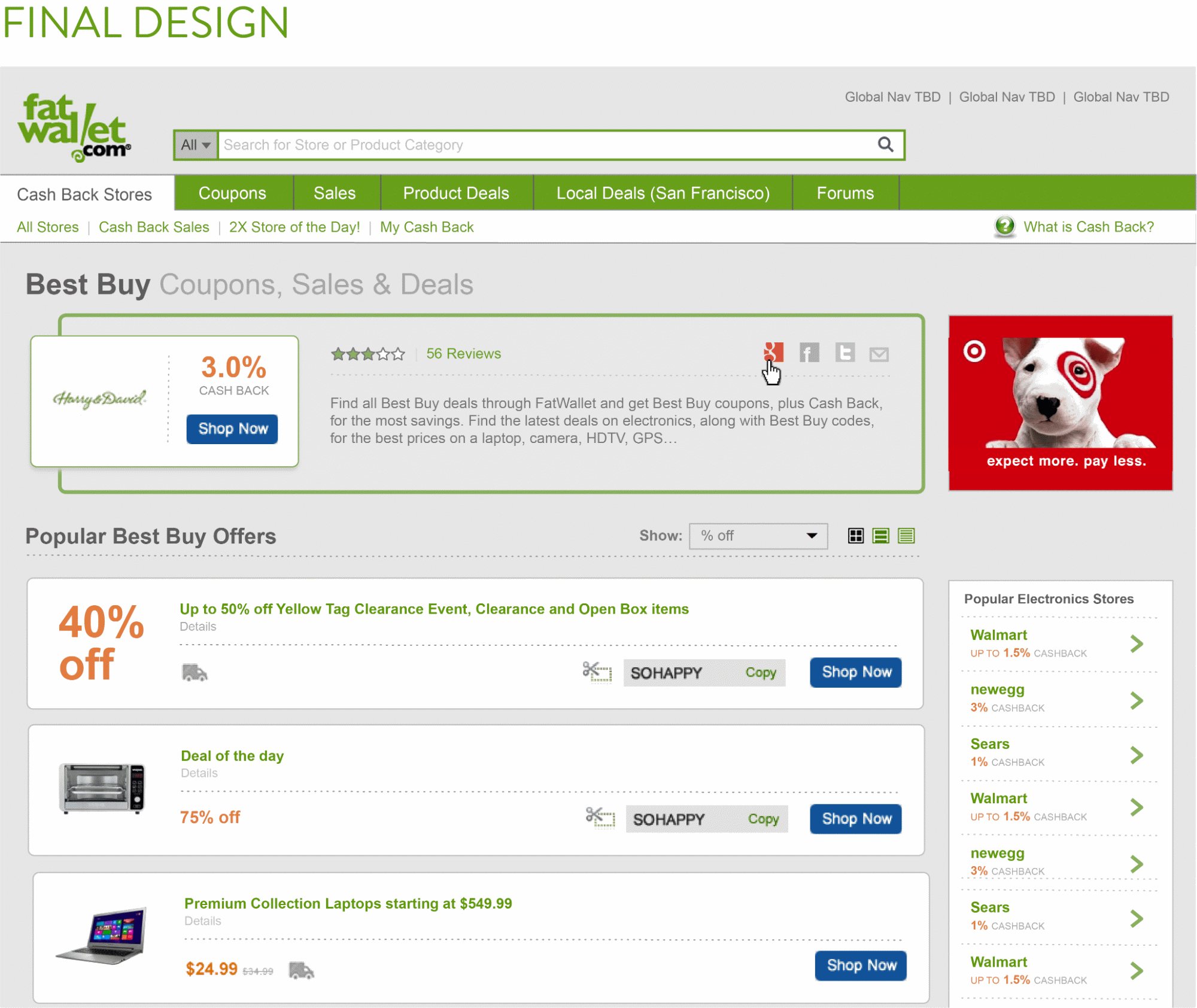 Store page and deal tile: Redesign, row layout